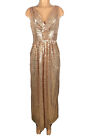 Kate Kasin Women’s Sz 8 Rose Gold Sequin Sleeveless Maxi Evening Prom Dress