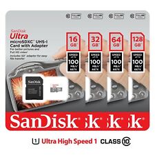 SANDISK 16GB 32GB 64GB 128GB MicroSD SDHC Class 10 TF Memory Card Reader Ultra 