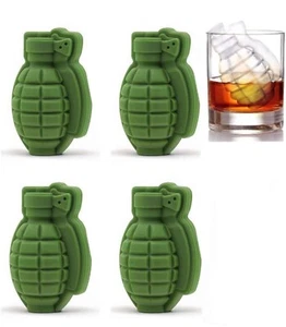 4 set of Ice Cube Mold 3D Grenade Shape Maker Bar Party Silicone Trays Molds - Picture 1 of 5