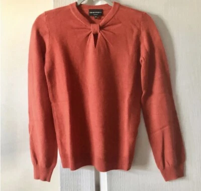 Emporio Armani Cuello Lazo 30% Cachemira Jersey Naranja Suéter NUEVO SIN ETIQUETAS UE 38 Foto 1 de 4