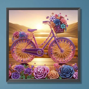 5D DIY Partial Special Shaped Drill Diamond Painting Flower Bike Decor30x30cm - Afbeelding 1 van 10