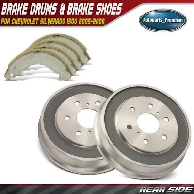 Rear Brake Drum + Ceramic Brake Shoe for Chevrolet Silverado 1500 2005-2008 GMC - Image 1 of 4