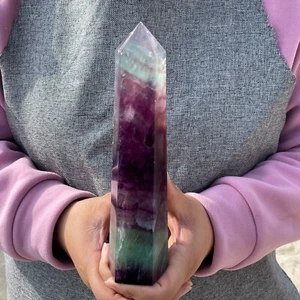 1.8LB Natural fluorite quartz obelisk crystal wand point healing G1004 - Picture 1 of 11