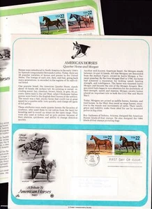 1985 HORSES 4 different breeds Sc 2155-2158 ArtCraft FDCs on 2 PCS pages - Picture 1 of 3