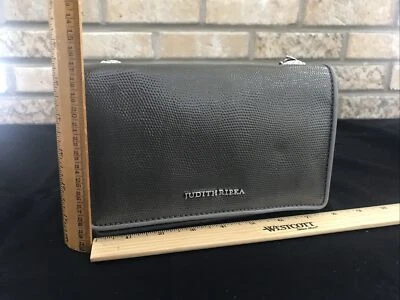 Bolso sin asas Judith Ripka gris de cuero en relieve con correa de cadena nuevo con bolso Foto 1 de 4