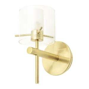 Litecraft Lincoln Wall Light Bathroom 1 Arm With Clear Glass Shade - Satin Brass - Picture 1 of 6