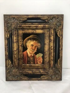 ANTIQUE VINTAGE GOLD GILT GESSO & VELVET DEEP FRAME 14” X 12” X 2 1/8” - Picture 1 of 12