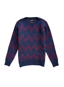 Howlin' by Morrison sweater Scotland 100% pure new wool navy/burgundy men's M - Picture 1 of 8