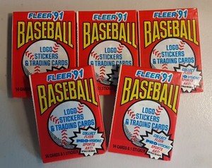 Lot of 5 New & Factory Sealed 1991 Fleer Baseball Cards Packs PRO VISIONS INSERT