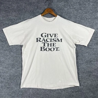 VINTAGE 90s Timberland Give Racism The Boot XL Shoe Promo Political Black Racist - Image 1 of 4