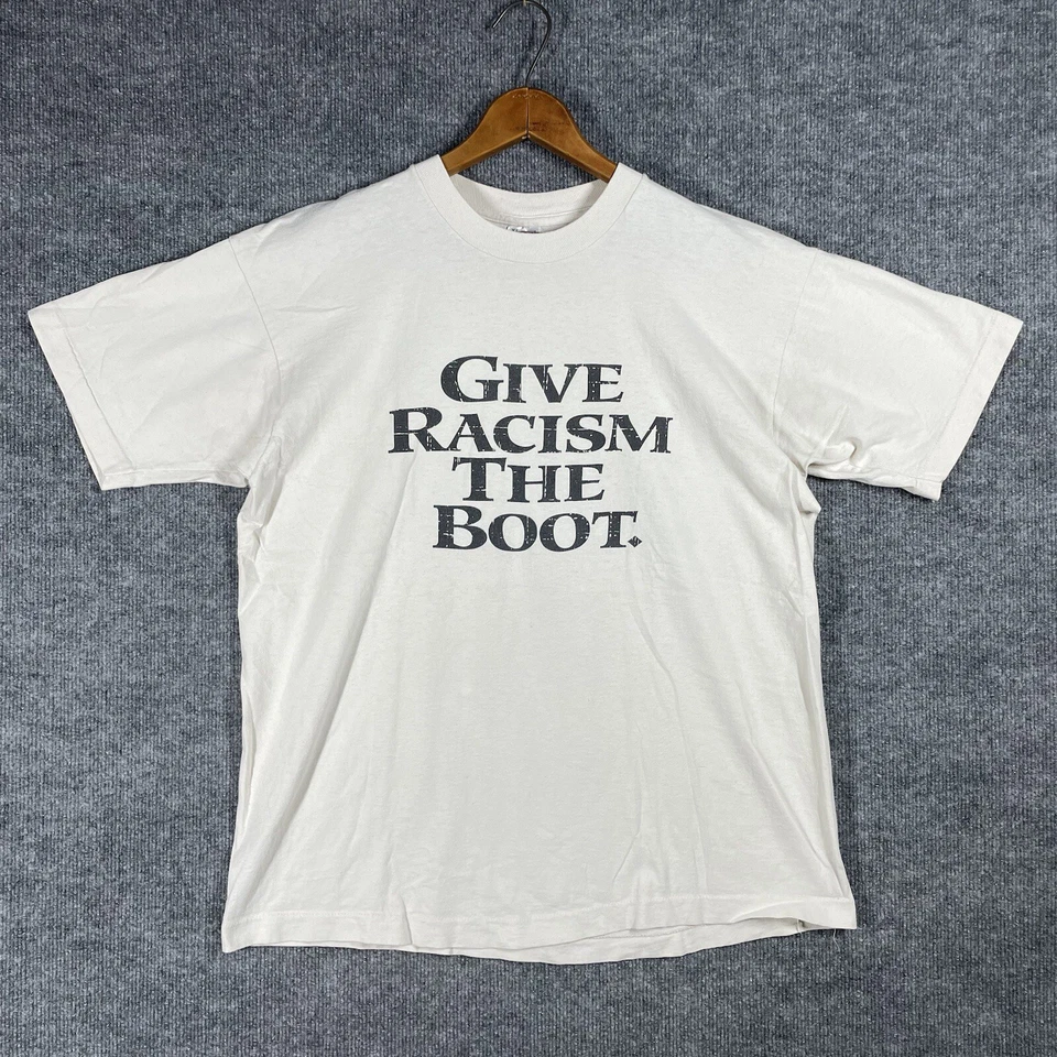 VINTAGE 90s Timberland Give Racism The Boot XL Shoe Promo Political Black Racist - Image 1 of 4