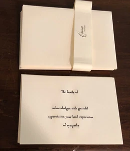 Crane & Co Ivory Hand Engraved Acknowledge of Sympathy Cards & Envelopes 7 Ct - Picture 1 of 4