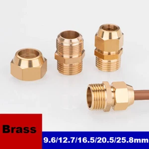 Brass Flare Connector Pipe Fitting Male Female Nut 9.6/12.7/16.5/20.5/25.8mm - Picture 1 of 30