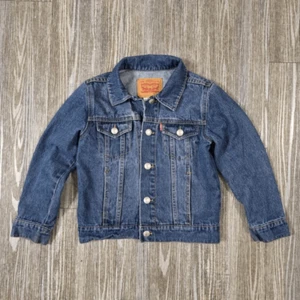 Levi's Denim Trucker Jean Jacket Boys Size 6 Medium Wash Blue Cotton 4 Pockets - Picture 1 of 6