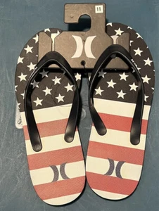 Hurley Surf Mens Sandals Flip Flops Thong American Flag Stars Sz 11 New NWT - Picture 1 of 2