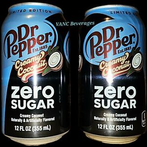 NEW Dr Pepper Creamy Coconut zero. 2 pack SINGLES(12oz) Free SHIP! BB 8/24