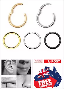 Titanium Hinged Segment Clicker Hoop Ring Septum Lip Ear Nose Body Piercing 1pc - Picture 1 of 6