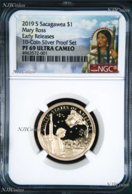 2019 S Proof Native American Mary Ross NGC PF69 Dollar from 10-coin-silver-set - Image 1 of 2