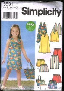 5531 Vintage Simplicity Sewing Pattern Girls 1990s Dress Top Pants Shorts Bag 8 - Picture 1 of 2