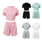 Women s Short Sleeve Lounge Sets Casual Crop Top and Shorts 2 Outfits Swe