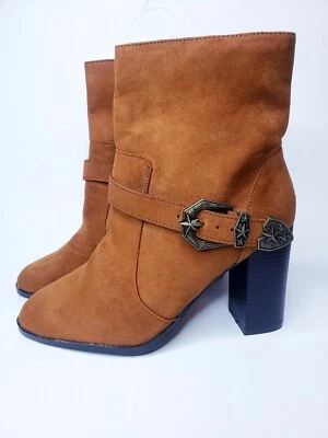 Botas Western Star marrón coñac tacón medio pantorrilla talla 8,5 para mujer Foto 1 de 4
