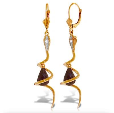14K. SOLID GOLD SNAKE EARRINGS WITH BRIOLETTE RUBIES & DIAMONDS - Image 1 of 4