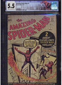 Amazing Spider-Man #1 CGC 5.5 1963 SERIE ORIGINAL ETIQUETA ESPECIAL LLAVE CTOW PGS - Imagen 1 de 12