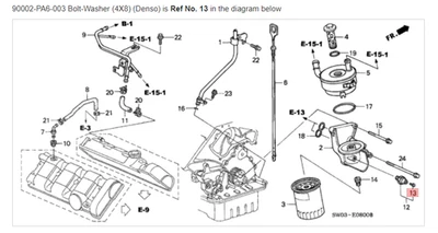 Filtro de aceite HONDA ACURA GENUINO OEM NSX lavadora de pernos (4X8) (Denso) ☆ 90002-PA6-003 Foto 1 de 2