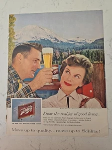 1959 Can and Glass Schlitz Beer Know real joy of good living vintage ad  - Picture 1 of 1