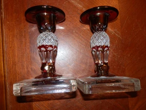 Candelabros de vidrio Waterford Crystal Ruby vintage años 80, firmados, hermosos - Imagen 1 de 4