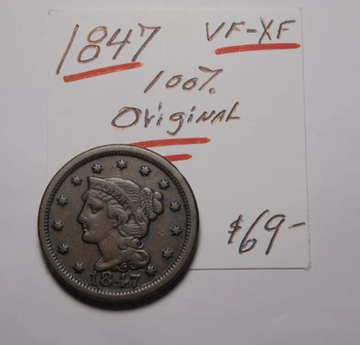 CHOCOLATE MARROM 1847 MUITO BOM ESTADO - XF 100% ORIGINAL CENTAVO GRANDE - APENAS US$ 43,00!!!!!!!!! ✨ - Imagem 1 de 4