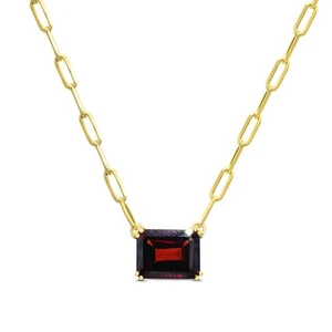 925 Sterling Silver Vermeil Garnet Pendant Necklace 18" Perfect Gift for Her - Picture 1 of 2