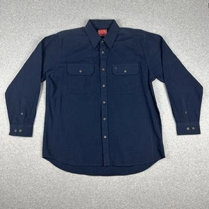 Thomas Cook Men's Brushed Heavy Pure Cotton L/S Shirt Size M Navy Blue 2 Pockets - Picture 1 of 7