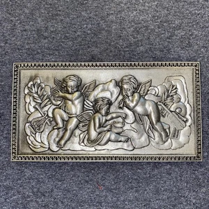 Vintage Pewter Angel Cherub Plaque - Picture 1 of 4