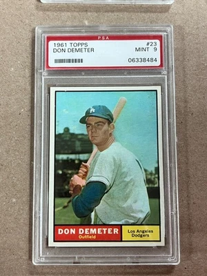 1961 Topps Don Demeter #23 Los Angeles Dodgers graduado PSA 9 como nuevo Foto 1 de 2
