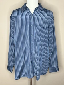 Haggar mens long sleeve button up shirt blue striped size XXL. - Picture 1 of 4