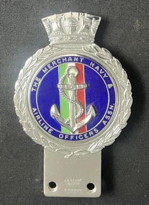 MERCHANT NAVY & AIRLINE OFFICERS ASSOCIATION VINTAGE ENAMEL CAR BADGE EMBLEM - Picture 1 of 8