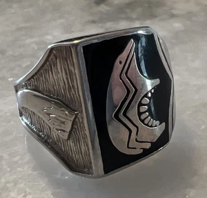 G&S Vintage Splitter Biker Ring Schwarz Achat Bär Größe 10 - Bild 1 von 8