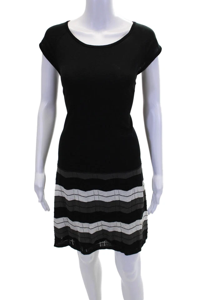 Vestido negro sin mangas Iisli para mujer tejido de algodón a rayas cuello redondo talla L Foto 1 de 4