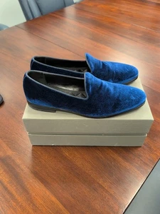 Canali Royal Blue Slippers Velvet Excellent EU 44 US 10.5 - Picture 1 of 6