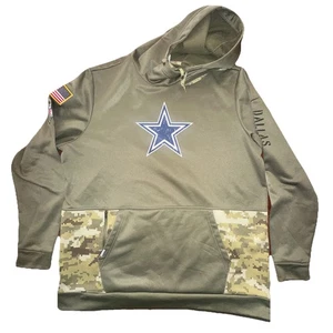 Felpa con cappuccio Dallas Cowboys uomo XL 2022 Saluto al servizio mimetica verde oliva pullover - Foto 1 di 8