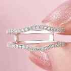 White Moissanite Enhancers Engagement Wedding Band Ring 925 Sterling Silver