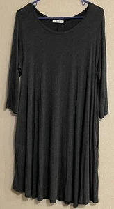 Uge Womens L Stretchy T-shirt Feel Tunic Dress 3/4 Slv Pockets Flowy USA Gray - Picture 1 of 10