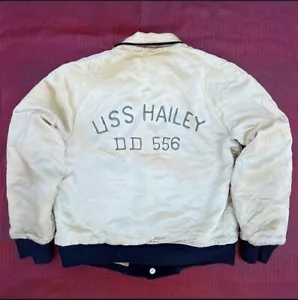 Chaqueta universitaria de recuerdo de la Marina de los Estados Unidos de colección de los años 50 para hombre mediana militar USS Hailey USGI - Imagen 1 de 14