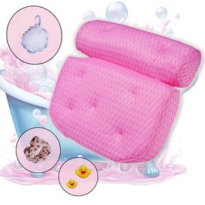 Bathtub Pillow Relax Neck Back Support Bath Spa Comfy Cushion Headrest Pink - Picture 1 of 5