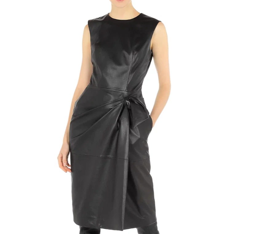 Alberta Ferretti кожаный чехол платье Рекомендуемая розничная цена производителя $2040 размер 40/US6 # 1B 2272 новый - Изображение 1 из 4