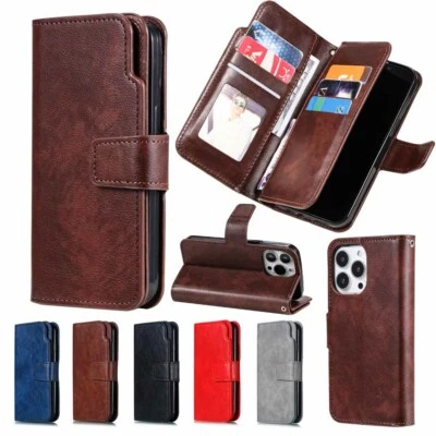 For iPhone 13 12 11 Pro Max XR SE 8 7 6s Wallet Card Holder Leather Case Cover - Image 1 of 4