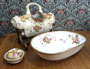 Seltene Doulton Burlsem Royles Patent Toilette Wassermann Set viktorianisches Waschbecken Kanne - Bild 1 von 24