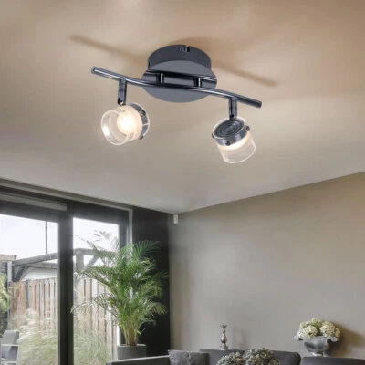 Lampada Da Parete Spot Regolabile In Vetro Trasparente Satinato Argento LED - Immagine 1 di 4