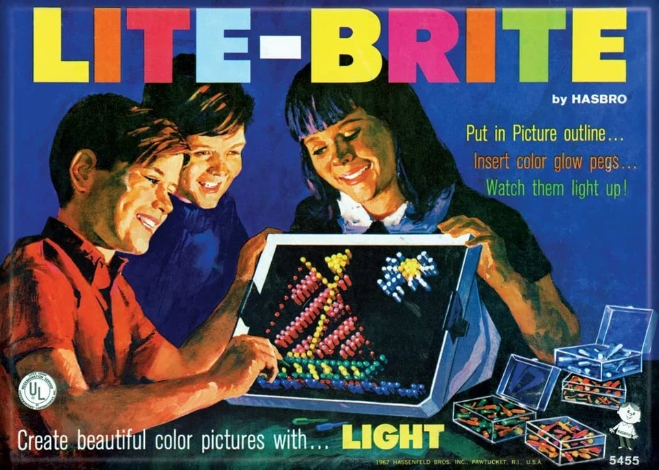 ATA-BOY LITE BRITE BOX COVER HASBRO REFRIGERATOR MAGNET 2.5” X 3.5” - Image 1 of 1